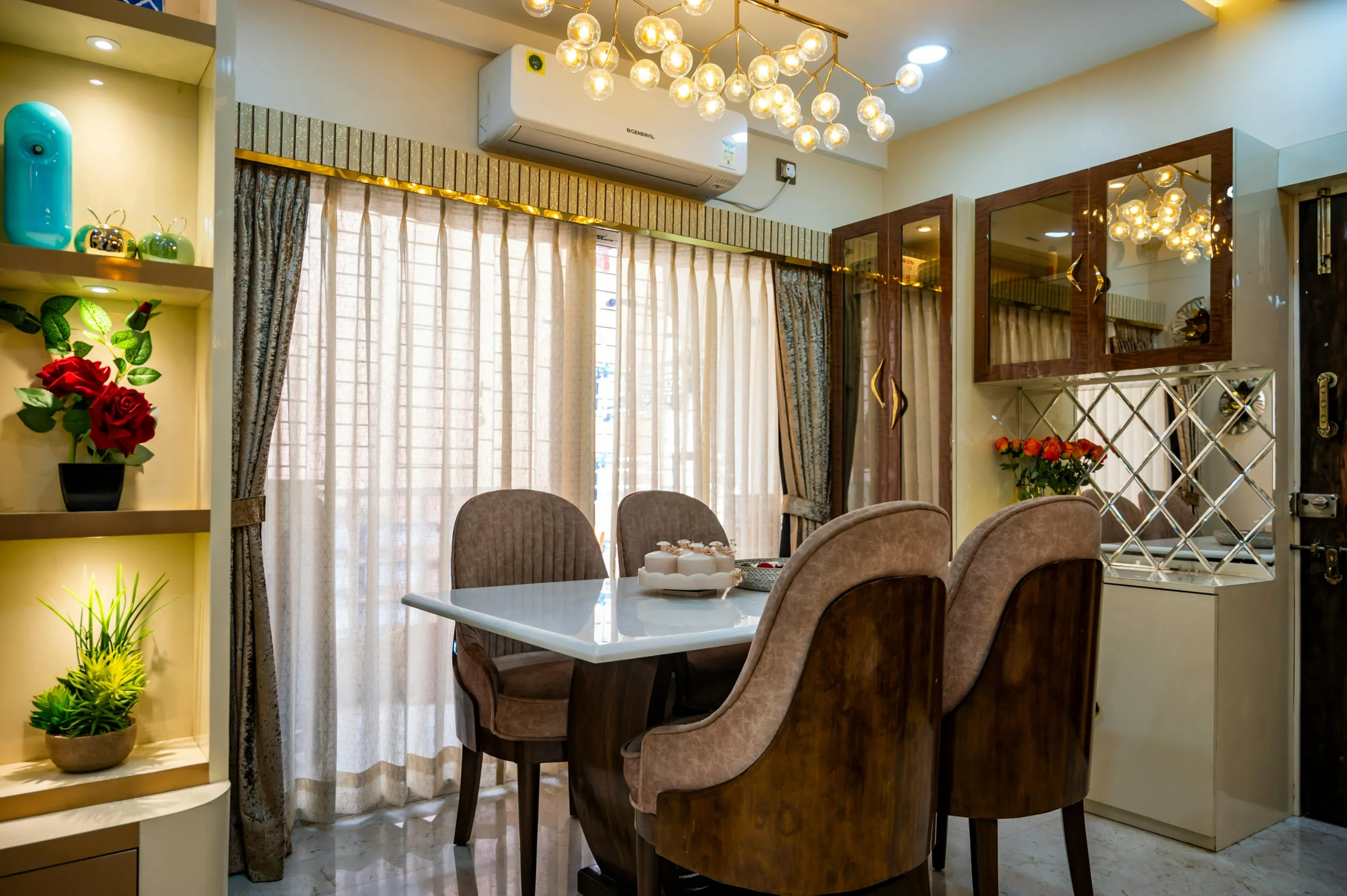 Warm dining space